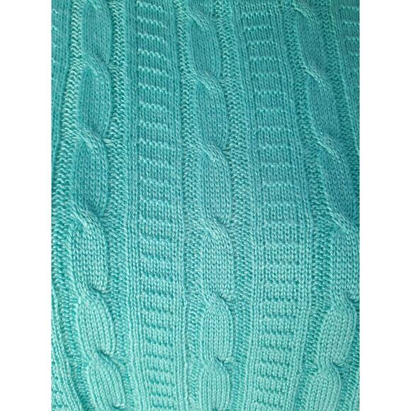 Vintage Turquoise Cable Knit Sweater Womens Sleeveless Sz M - Picture 3 of 5